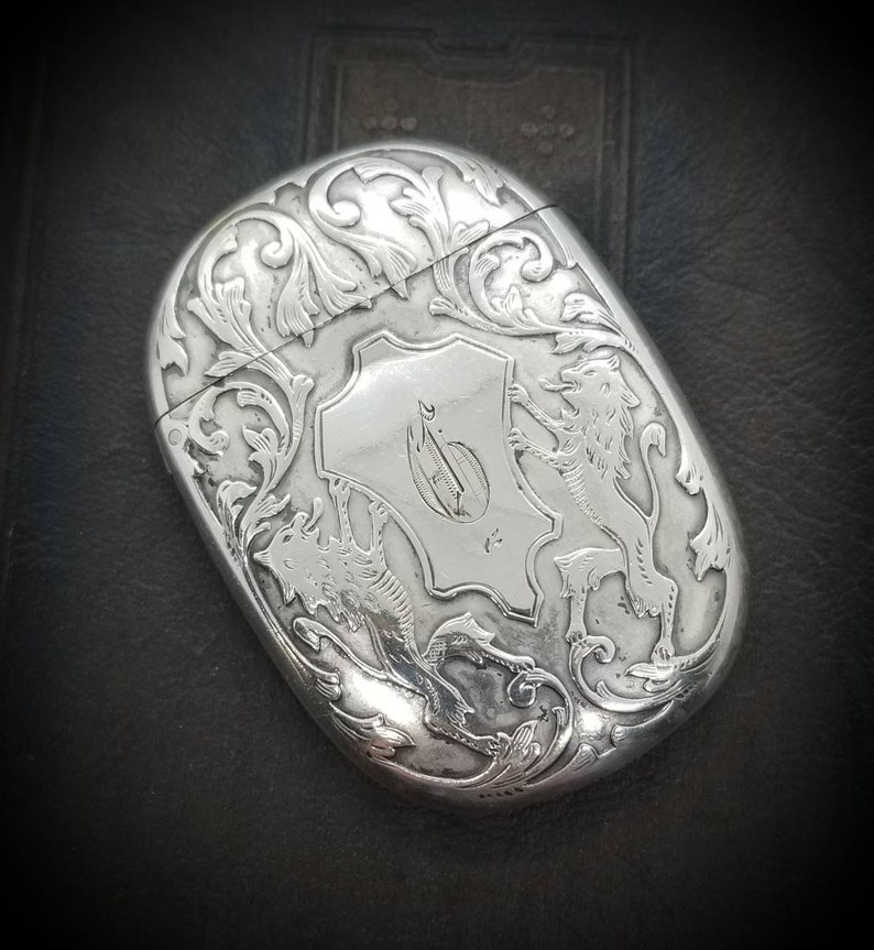 Antique Sterling Silver Lion Passant & Shield Match Safe Vesta Case - Etsy