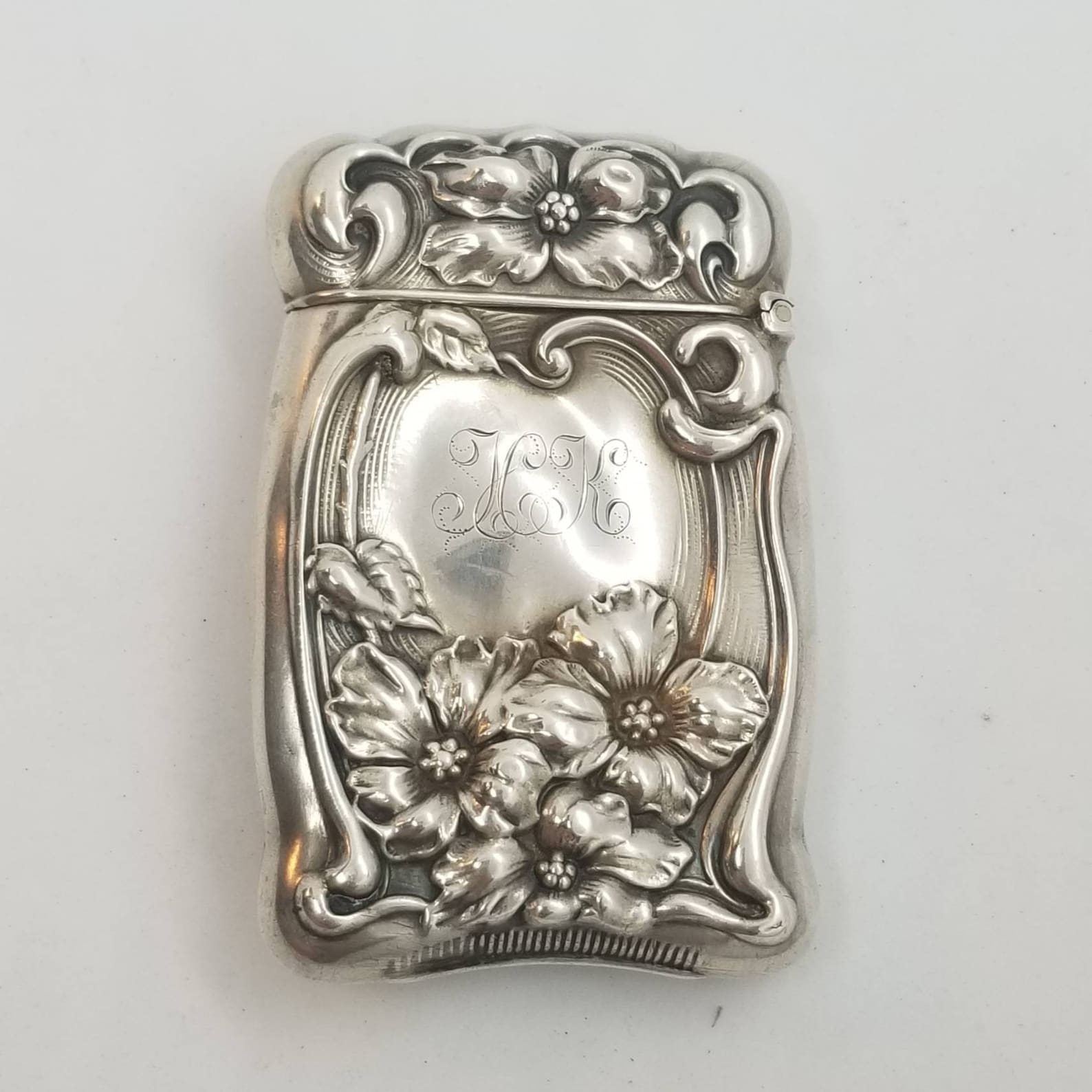 Antique Art Nouveau Floral Poppy Sterling Silver Match Safe Vesta Case ...