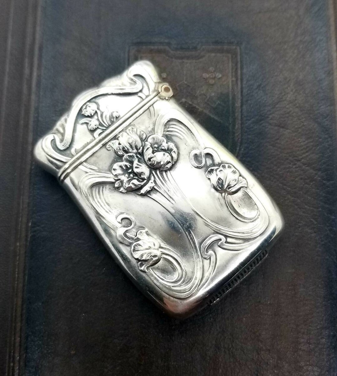 Antique Jugenstil Art Nouveau Sterling Silver Poppy Floral Match Safe ...