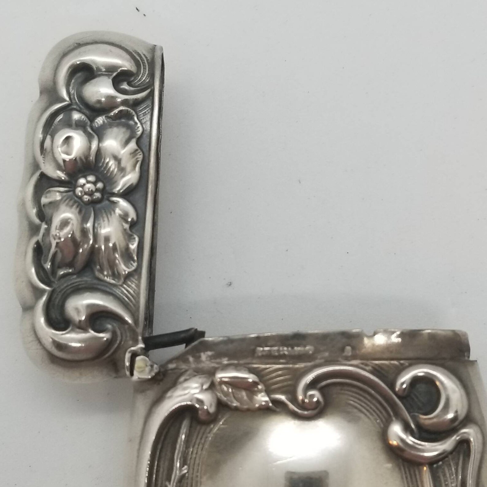Antique Art Nouveau Floral Poppy Sterling Silver Match Safe Vesta Case ...