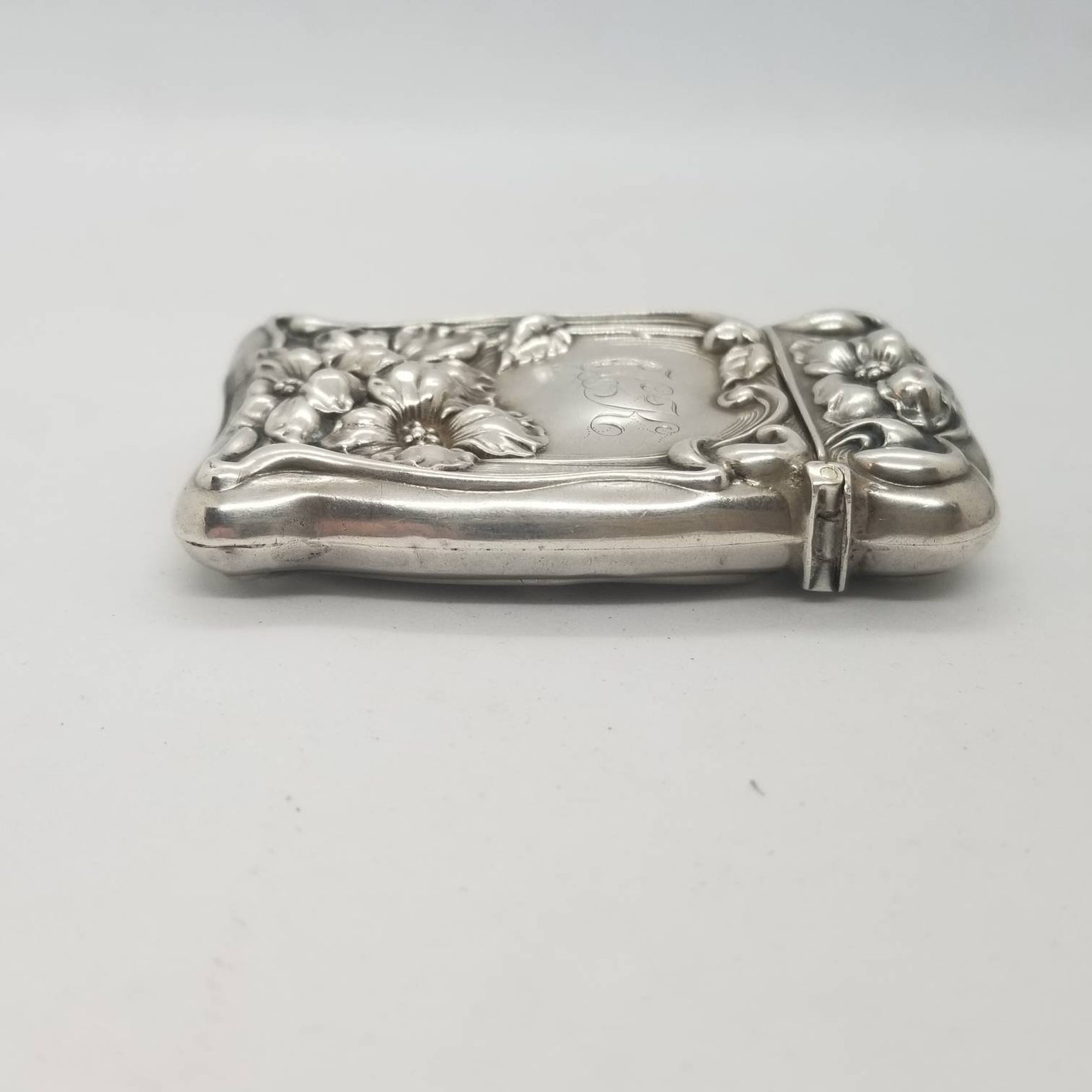 Antique Art Nouveau Floral Poppy Sterling Silver Match Safe Vesta Case ...