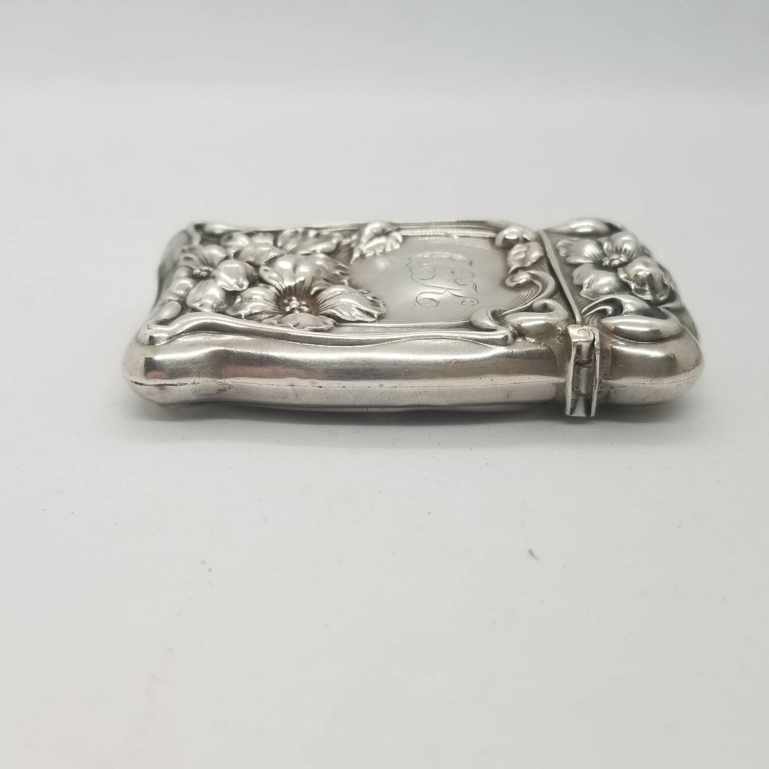 Antique Art Nouveau Floral Poppy Sterling Silver Match Safe Vesta Case ...