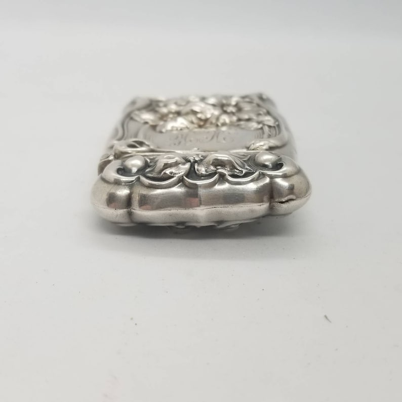 Antique Art Nouveau Floral Poppy Sterling Silver Match Safe Vesta Case ...