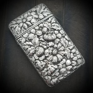 Antique Sterling Silver Floral Match Safe Vesta Case