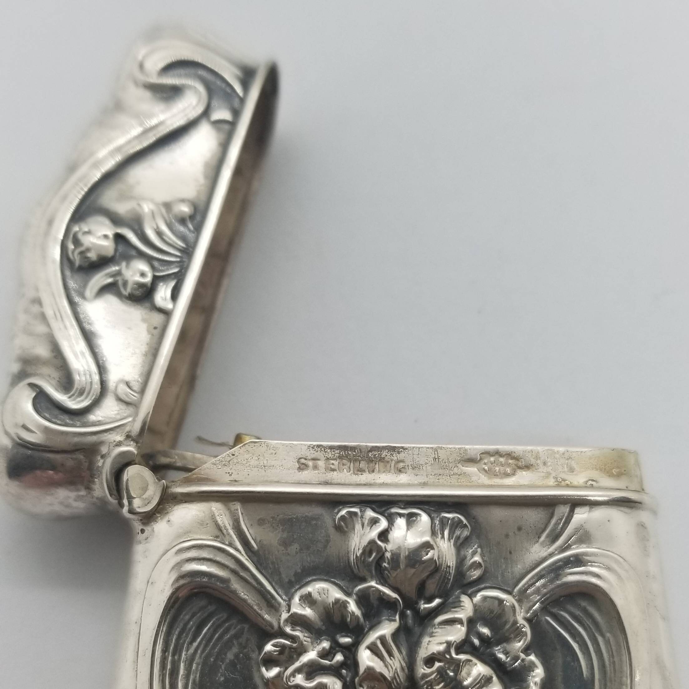 Antique Jugenstil Art Nouveau Sterling Silver Poppy Floral Match Safe ...