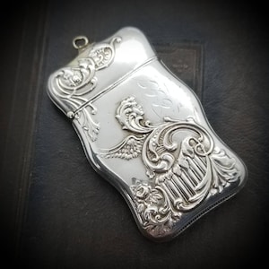 Antique Dated 1894 Sterling Silver Pocket Watch Fob Match Safe Vesta Case Pendant