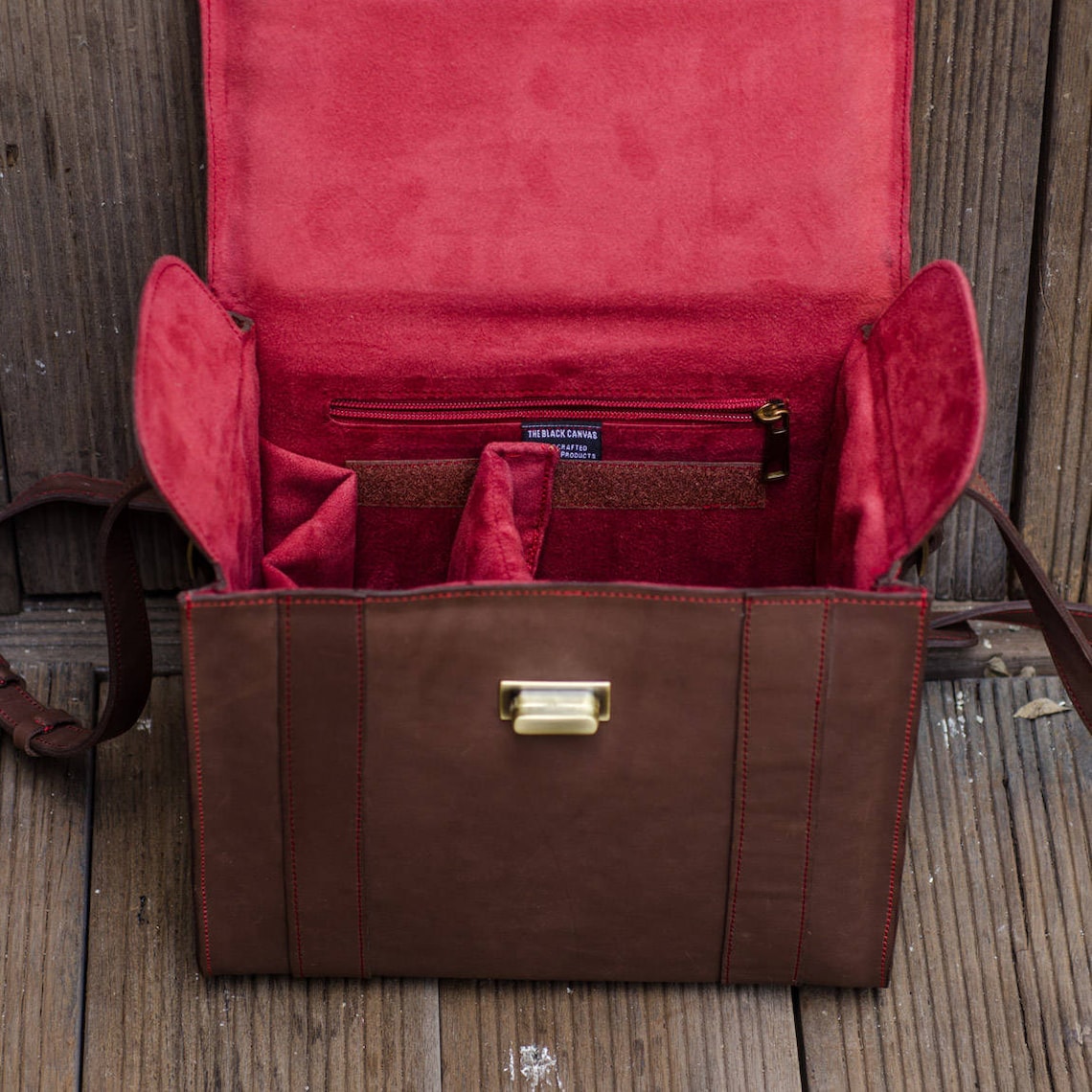 Leather Briefcase DSLR Camera Bag Etsy