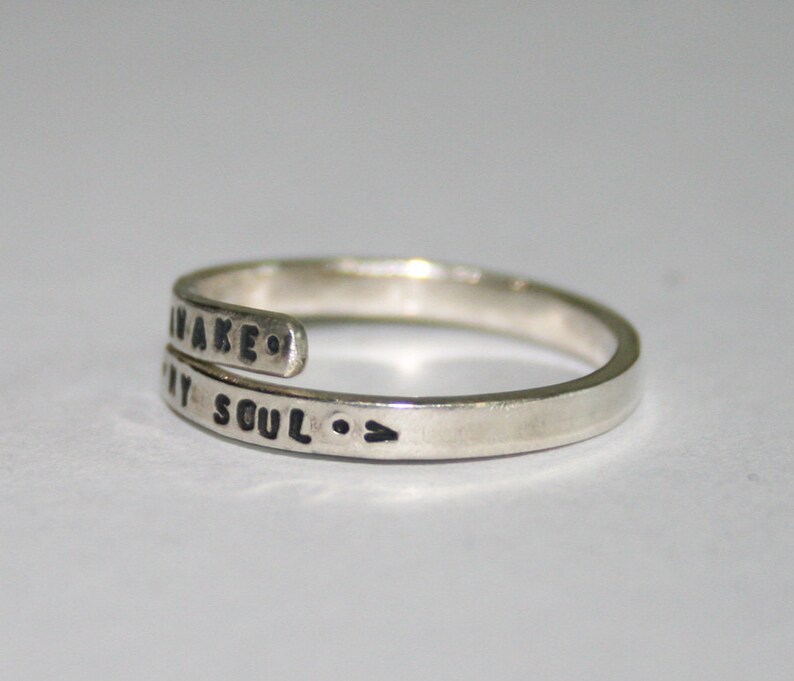 Handstamped Silver Lyric Ring 'awake My Soul' Sterling Etsy
