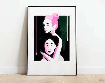 Lámina artística de Villanelle de Killing Eve / Obra de arte contemporánea para pared inspirada en la serie de televisión