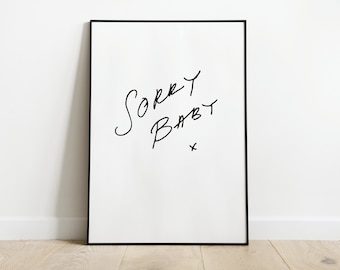 Impresión de arte mural Sorry Baby / Killing Eve Villanelle / Obra de arte tipográfica minimalista de Skinni Studio