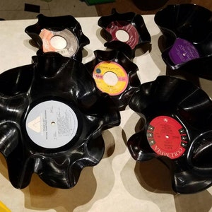 Record Bowls Decor, Set of 4, Music Theme Decor, Retro Vinyl, Wedding, Party, Home Decor image 1