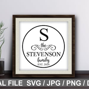Signo familiar svg Monograma SVG Inicial svg Laurel svg Signo de granja Signo rústico, Monograma Cricut, Silueta, Archivo Glowforge