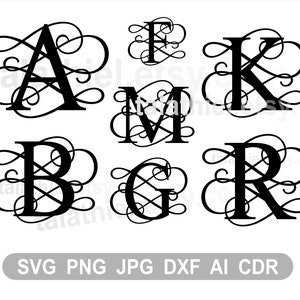 Swirl Letter Full Alphabet Monogram Vine Svg Digital Cut File SVG ...