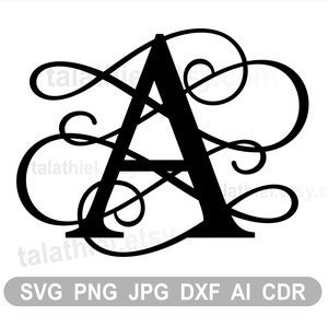 Swirl Letter Full Alphabet Monogram Vine Svg Digital Cut File SVG ...