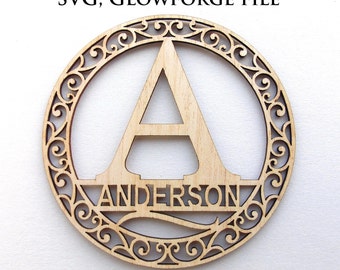 Monogram SVG Ornament: Laser Cut Christmas Alphabet (Digital Download)