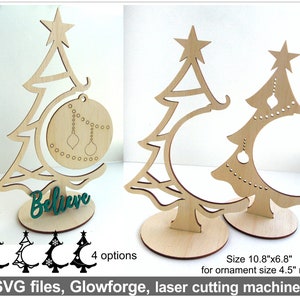 Kerstornament houder svg-bestand Glowforge svg kerstboom ornament staan laserklaar bestand