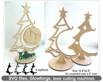 Christmas Ornament Holder svg file Glowforge svg Christmas tree ornament stand Laser ready file