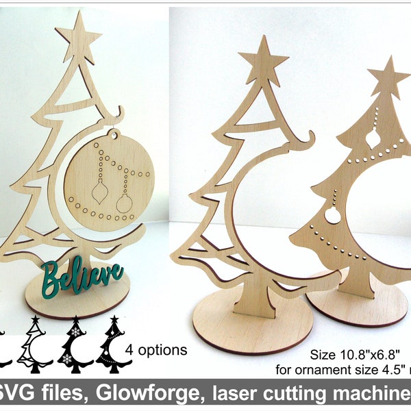 Christmas Ornament Holder svg file Glowforge svg Christmas tree ornament stand Laser ready file