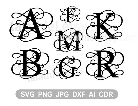 Swirl Letter Full Alphabet Monogram Vine Svg Digital Cut File - Etsy