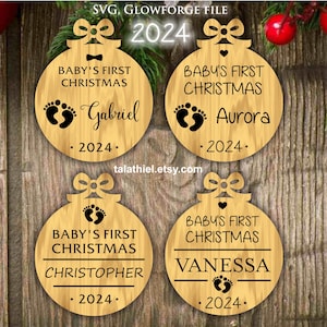 Baby&#39;s First Christmas 2024 Ornament SVG Glowforge File