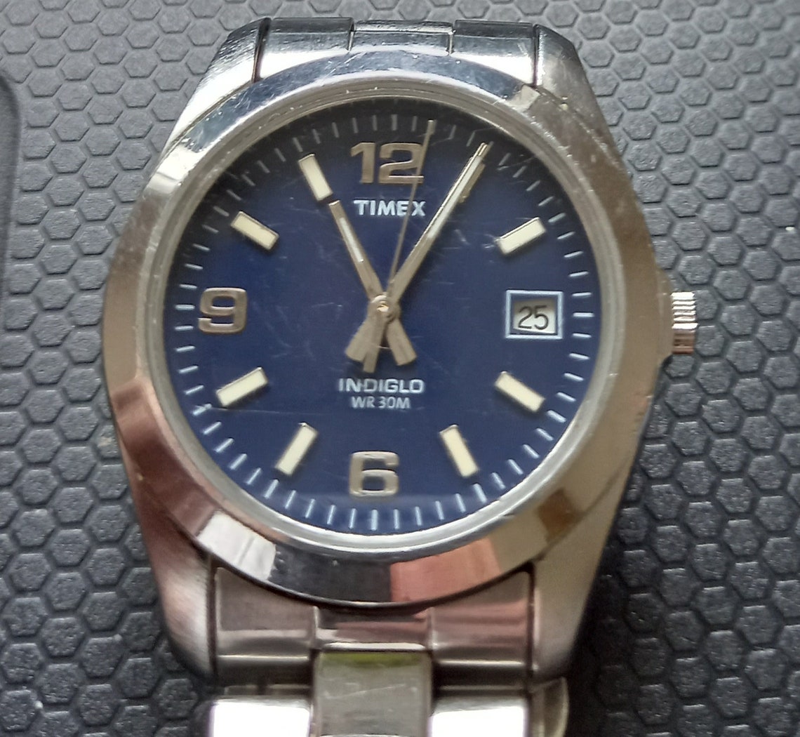 Vintage Timex Indiglo Unisex Stainless Steel Watch Original Etsy
