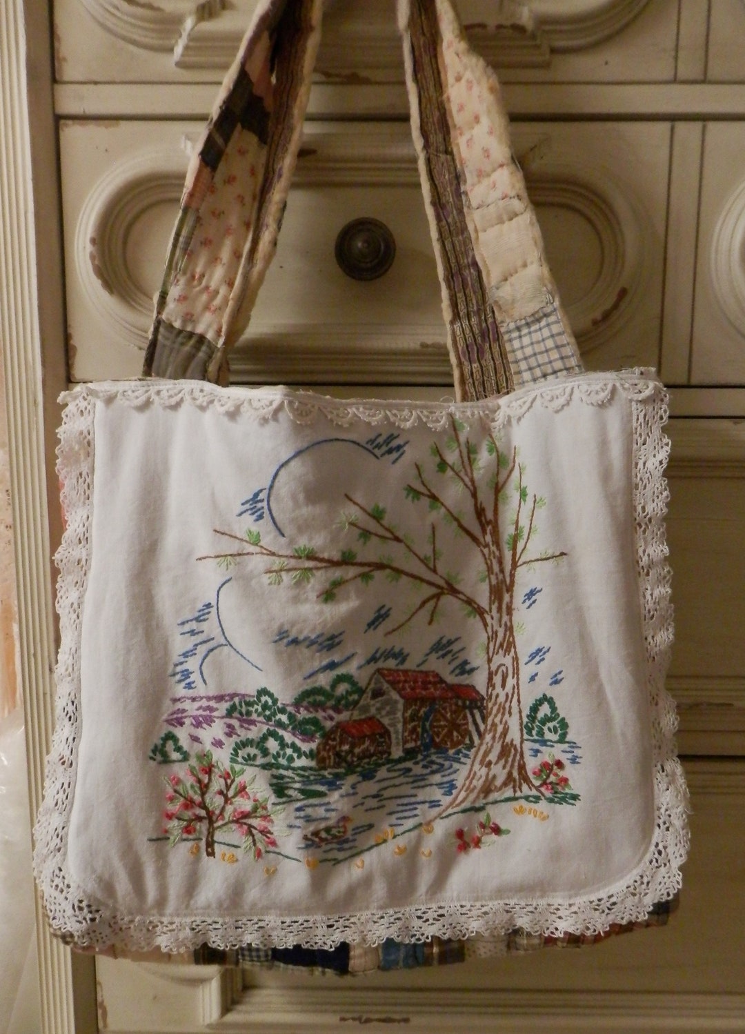 eleanor everyday tote - 50s embroidered quilting