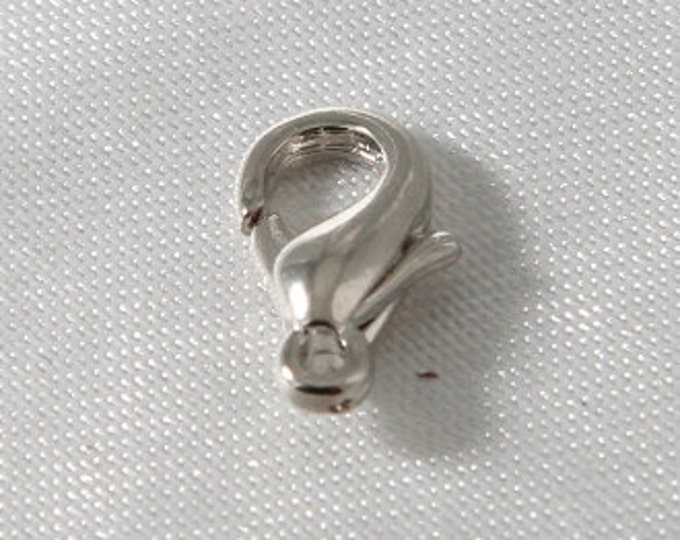 12mm Rhodium Plated Lobster Claw Clasps 10 pcs