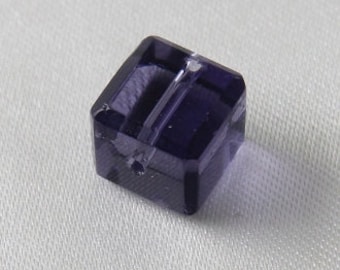 Faceted Glass Cube Beads Tanzanite 10mm - 20 pcs