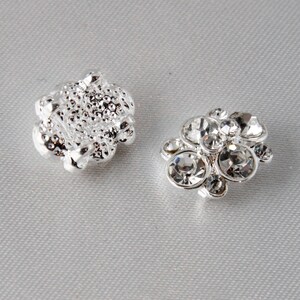 Espaciadores deslizantes de diamantes de imitación de 2 hebras de plata de 16 mm x 11 mm - 6 piezas