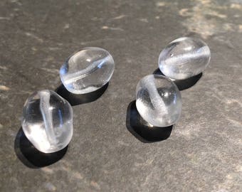 Large Oval Nugget Glass Beads Clear 12mm - 25 pcs