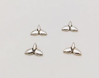 Tiny Antique Silver Whale Tail Charms - 25 pcs