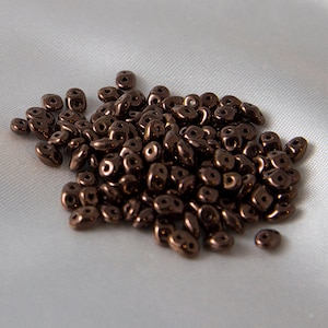 20 Grams Czech Glass SuperDuo Two Hole Seed Beads 2.5mm x 5mm Jet Bronze