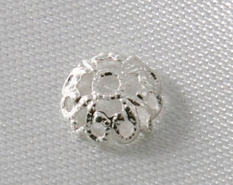 Silver Plated Filigree Bead Caps 6mm - 100 pcs
