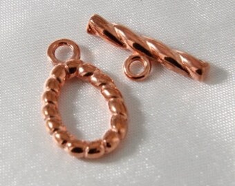 Oval 20mm x 15mm Twisted Rope Toggle Copper Plated - 3 sets - last lot