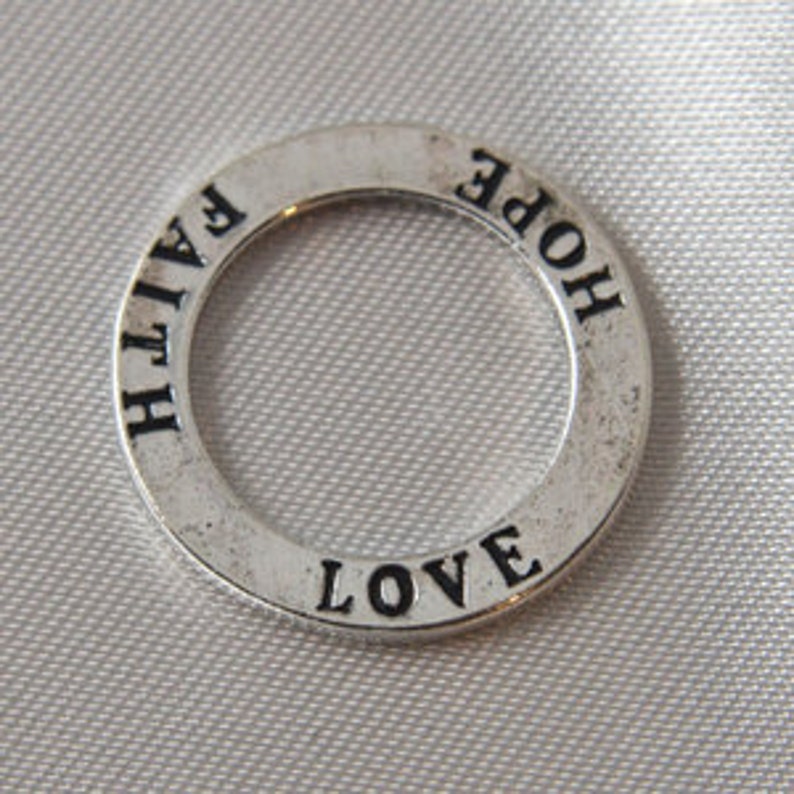 2 pcs Antiqued Silver Faith Hope Love Rings