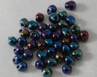 20 Grams Miyuki Japanese 3.4mm Glass Bead Drops Mixed Blue Green Iris