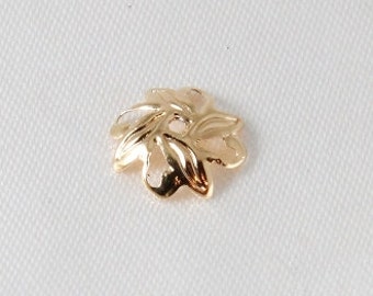 10mm Gold Plated Filigree Leaf Bead Caps - 100 pcs