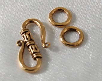 Pewter S Shaped Hook Clasp Antique Gold 22mm - 10 clasp sets