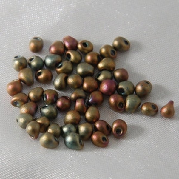 20 Grams Miyuki Japanese 3.4mm Glass Bead Drops Matte Khaki Iris