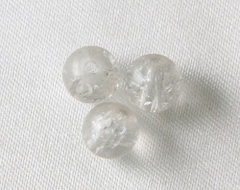 Round Czech Crackle Cracked Glass Beads Clear 8mm - 100 pcs