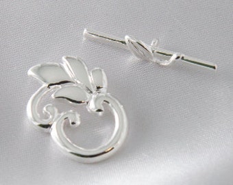 Silver Plated Vine & Leaf Toggle 27mm - 10 sets