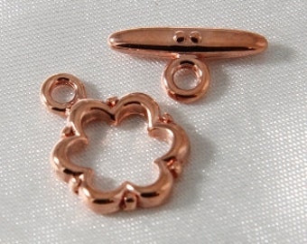 Bright Copper Plated Scalloped Flower Toggle 15mm - 10 sets