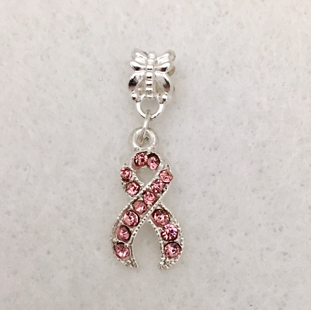 Cancer Ribbon Rhinestone Pink Rhinestone Breast Cancer Awareness Ribbon Charms - 4 Pcs - Etsy