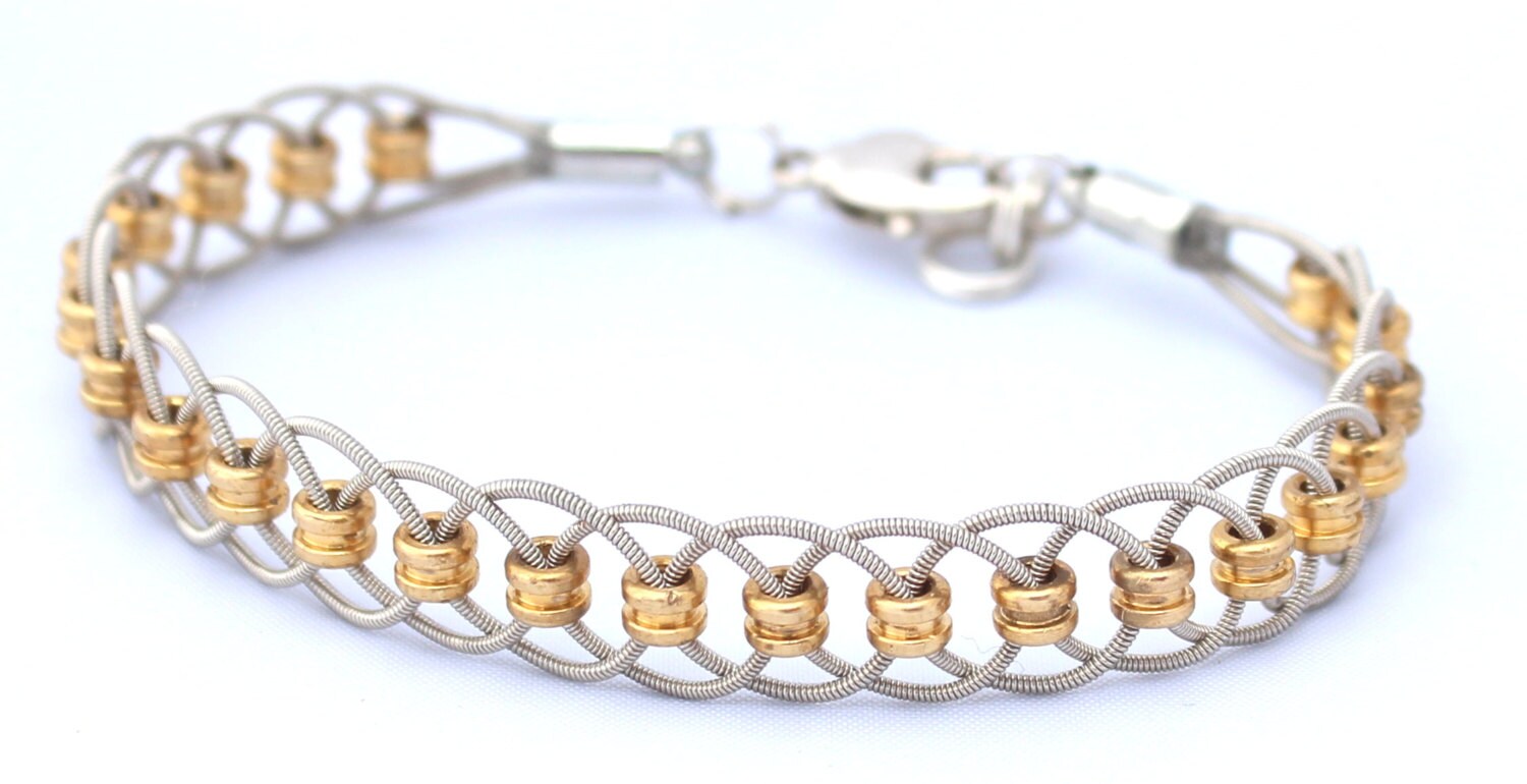 Gold Double Loop Guitar String Bracelet Etsy