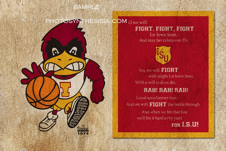 Iowa State University Basketball Cy Fight Song Raised Panel Etsy