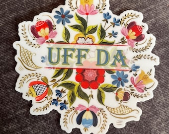 Uff Da Rosemaling Adhesive Sticker