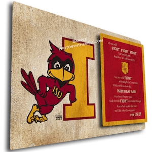 Iowa State University:Leaning Cy Fight Song Raised Panel Metal