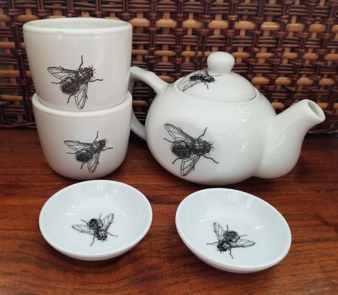 Housefly Tea Set, Gothic Tea Cup, Insect Tea Set, Gothic Tea Set, Tea