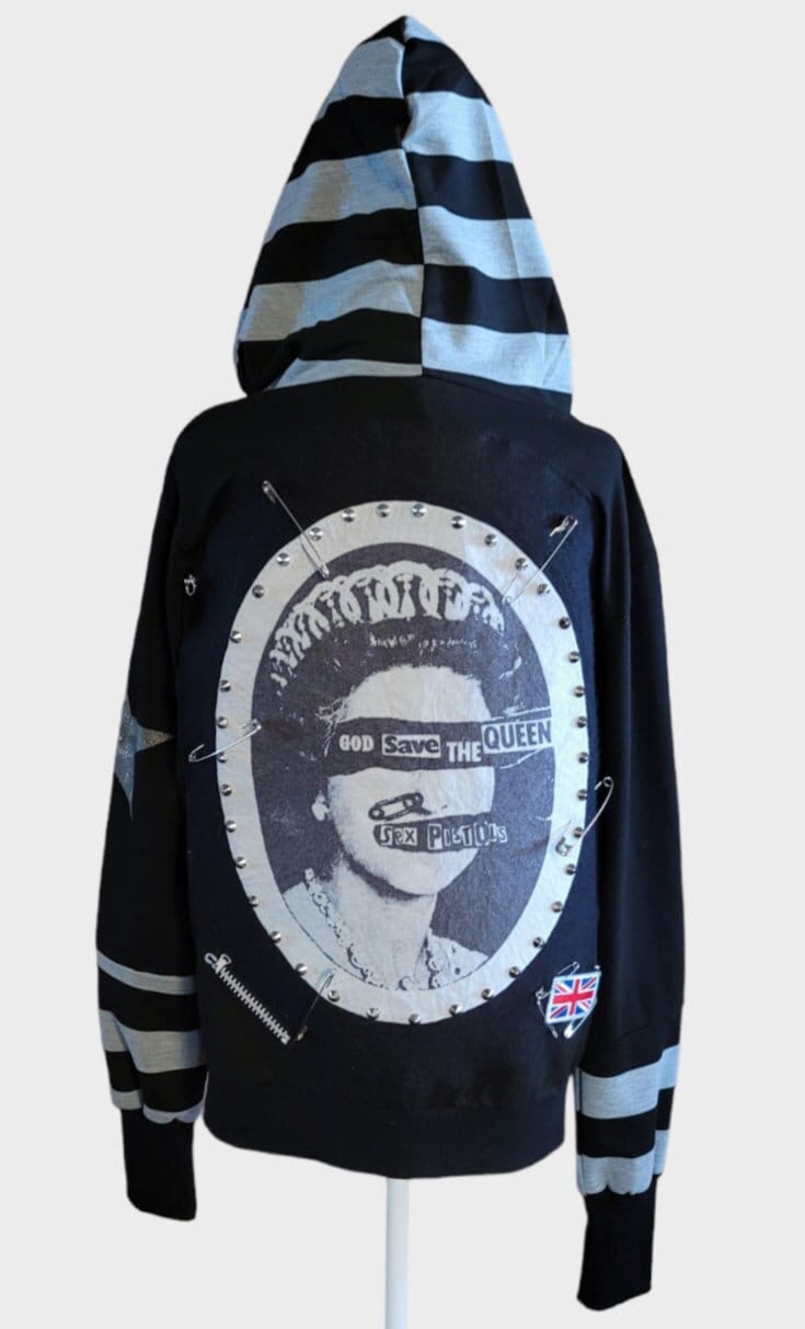 Sex Pistols God Save the Queen Custom Striped Hooded Patch