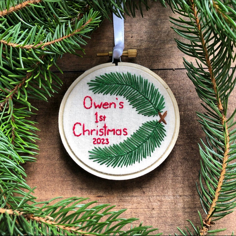 Custom Baby's First Christmas Ornament 3 inch round image 1